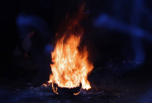 istock Burning tires creating big black smoke and pollution. 1196372587