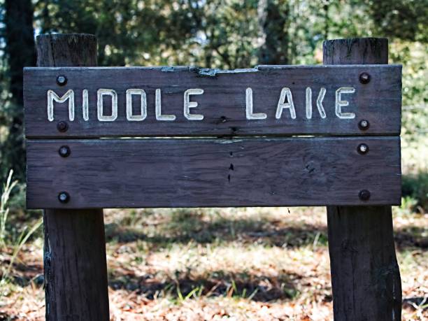 istock Middle Lake Wooden Sign 1196374165