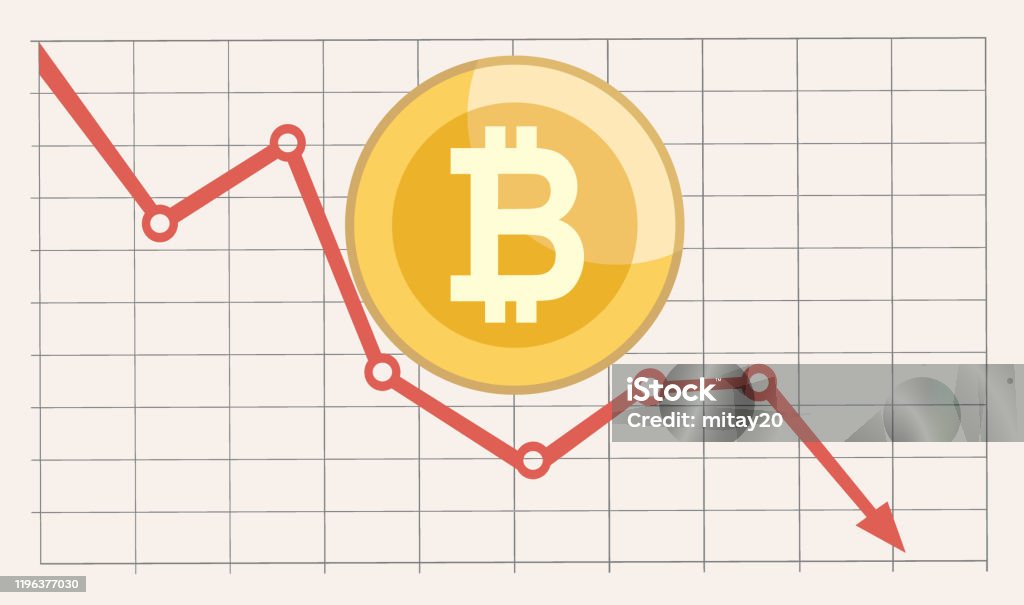 Bitcoin ตก กราฟลดลงของคริปโตเคอเรนซีในสไตล์แบน  ความผิดพลาดของราคาเงินเว็บลูกศรขายสีแดงลงเวกเ ภาพประกอบสต็อก -  ดาวน์โหลดรูปภาพตอนนี้ - Istock