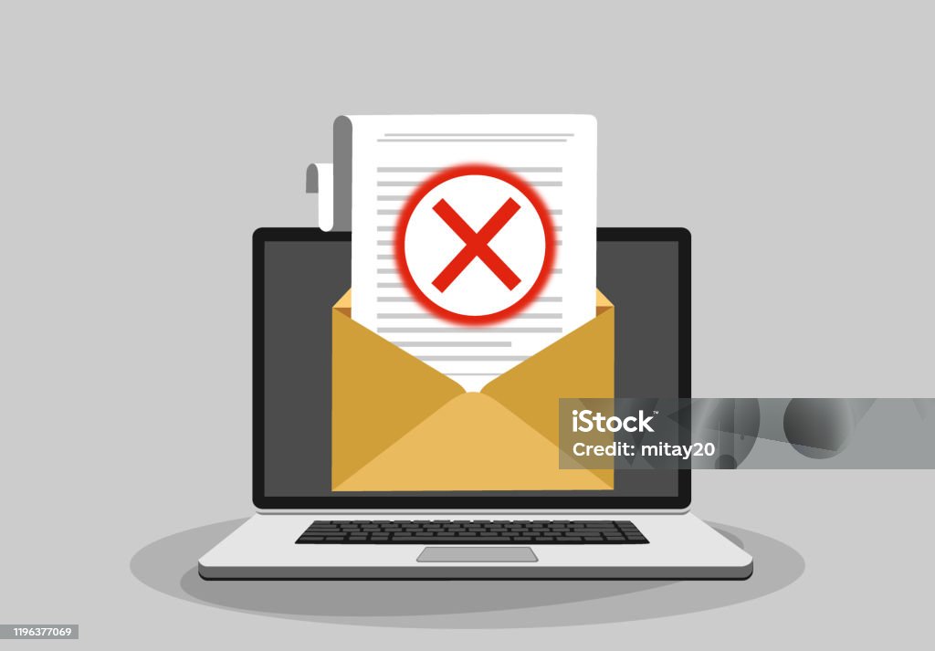 Error Message Postage Opened Envelope And Document With Red X Mark Message Wasnt Sent Error ...