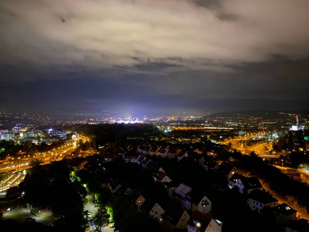 istock Panoramic night view of Stuttgart, Germany 1196378294