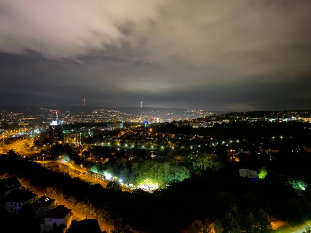 istock Panoramic night view of Stuttgart, Germany 1196378300