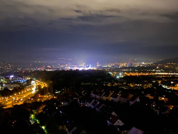 istock Panoramic night view of Stuttgart, Germany 1196378302
