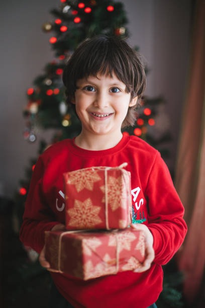 istock Young Boy Smiles with his Christmas Present 1196380197