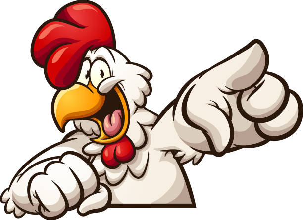 Pointing chicken vector art illustration