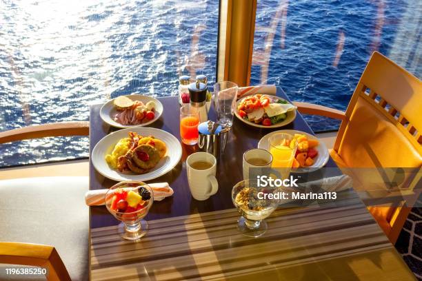 Dining Room Buffet Aboard The Luxury Abstract Cruise Ship Stock Photo - Download Image Now