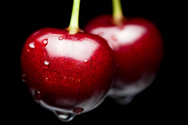 istock Macro of red cherry with water drops 119638636