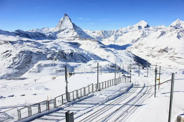 Mystical majestic 4478 meter Mount Matterhorn from Gornergrat Switzerland