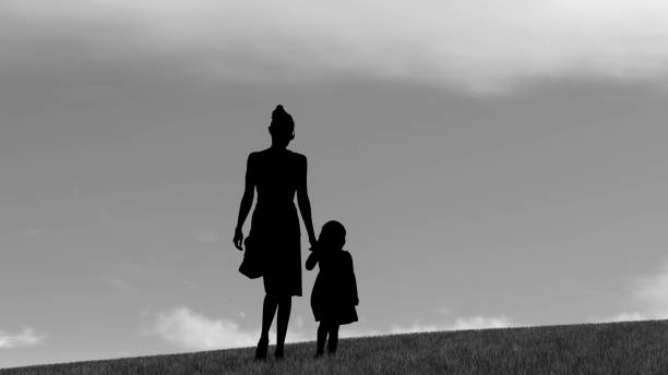 istock Family silhouette at Sunset 3D Rendering 1196396729