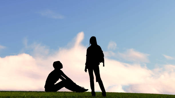 istock falling in love silhouette at sunset 3D Rendering 1196396732