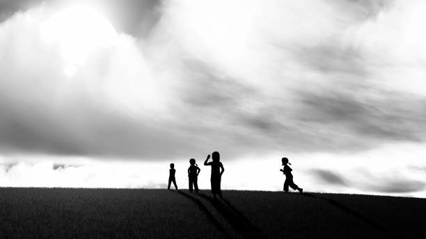 istock Children at sunset 3D Rendering 1196396794