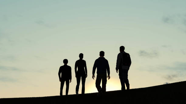 istock People Silhouette at Sunset 3D Rendering 1196396864