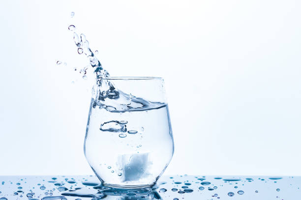 ice and a drinking glass of water
