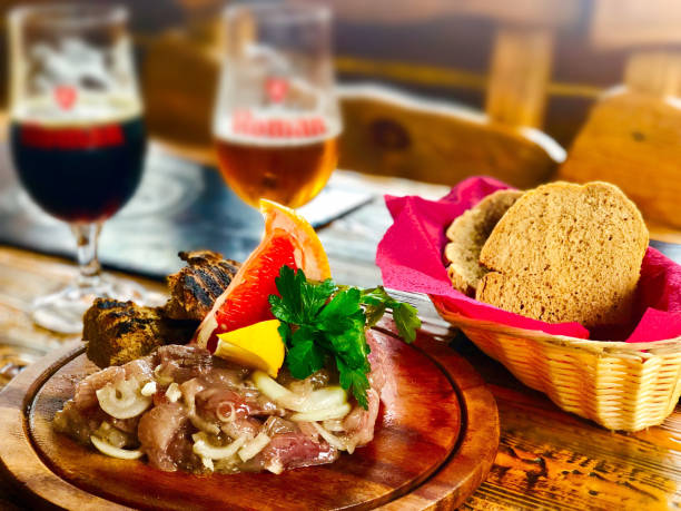 istock Lake Baikal Famous Omul Fish, bread and beer 1196399648