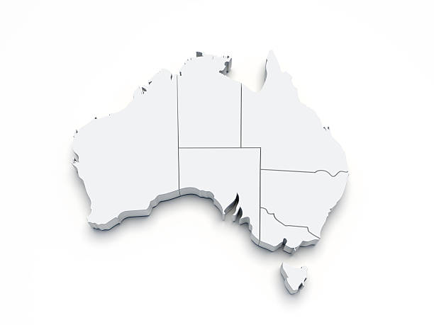 australia 3d map on white - 北領地 插圖 個照片及圖片檔