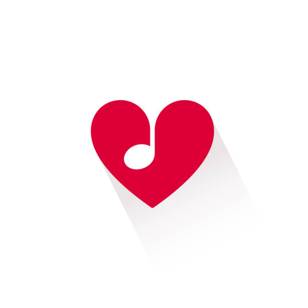 kształt serca z ikonami wektorowymi nutami muzycznymi - valentines day hearts audio stock illustrations