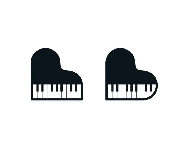 Vector illustration of Classical and heart shaped piano icons