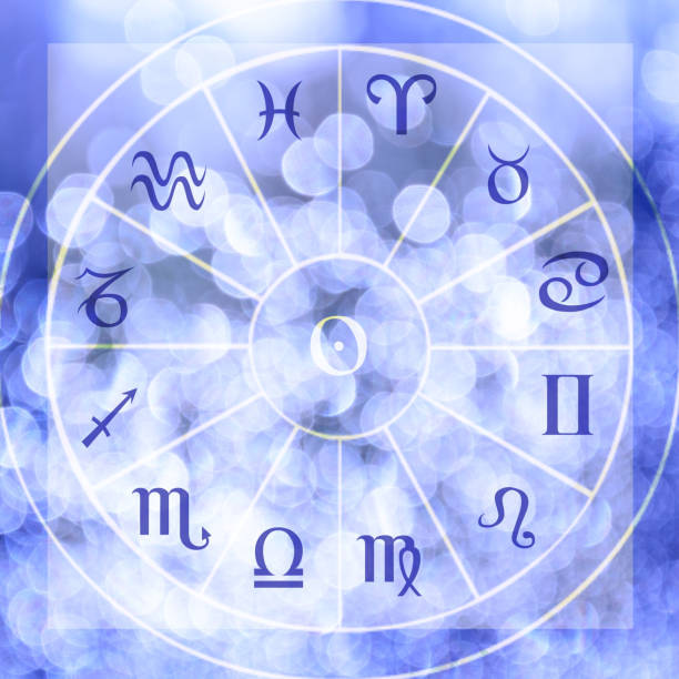 Illustration of astrology themes. Twelve signs of the zodiac on bright abstract background, space for text Illustration of astrology themes. Twelve signs of the zodiac on bright abstract background, space for text astrology stock pictures, royalty-free photos & images