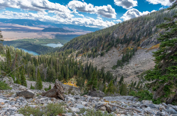 istock Garnet Canyon with glacier lakes and trees 1196423229
