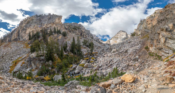 istock Garnet Canyon with glacier lakes and trees 1196423241