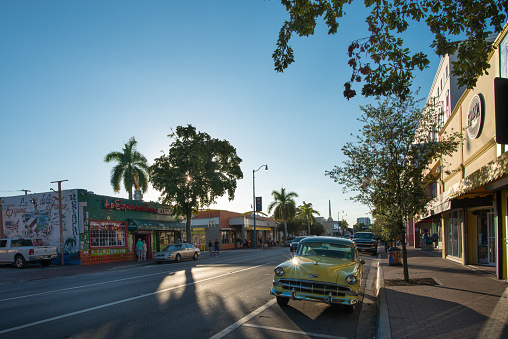 Miami,  Florida, USA - Dec 6th, 2019:  “Little Havana” of Miami is the home to Cuban diaspora. Cuban culture and tradition are well preserved in the area.