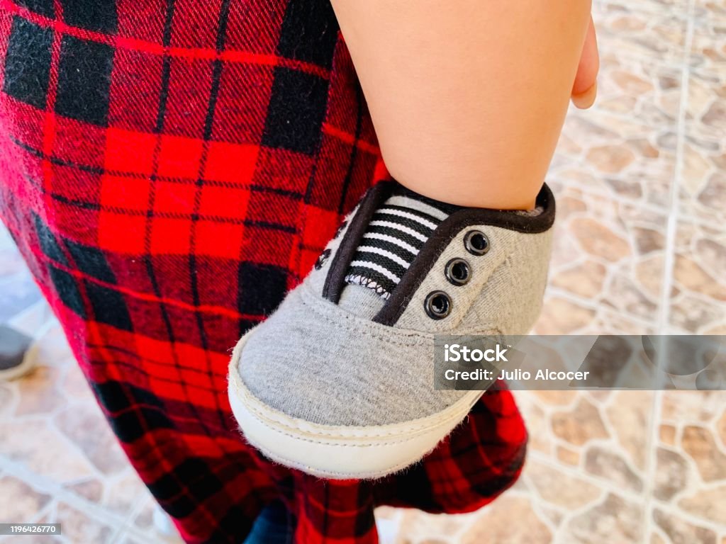 Teni baby shoe in gray without laces 20-29 Years Stock Photo