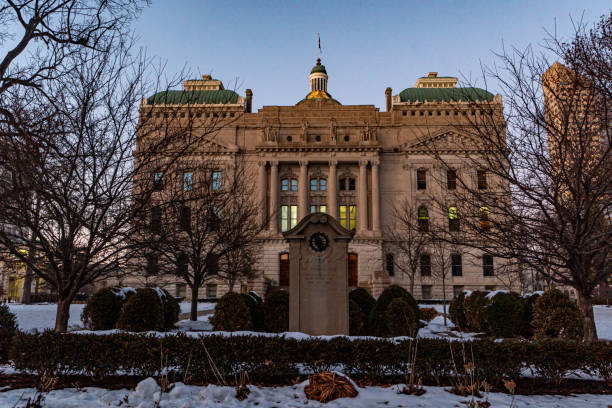 istock Indiana State Capitol Building at Night - Indianapolis, IN 1196431383