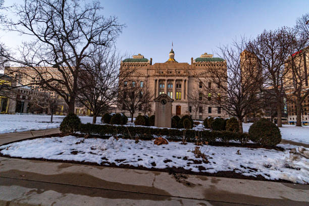istock Indiana State Capitol Building at Night - Indianapolis, IN 1196431384