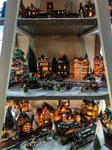 istock Three level Christmas village 1196432304