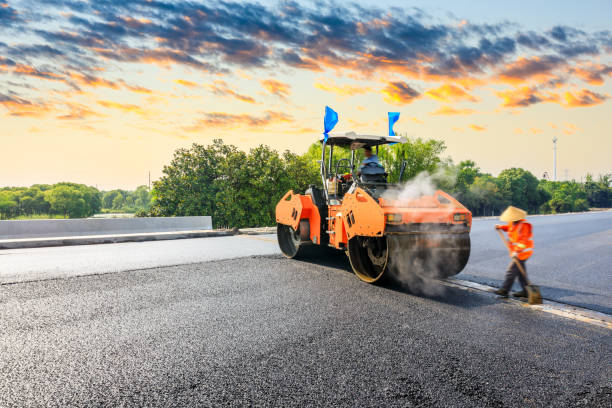 istock Construction site is laying new asphalt road pavement 1196434776