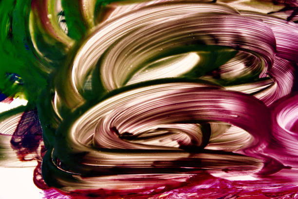 istock Abstract strokes of multicolored gouache on white paper for backgrounds 1196434926