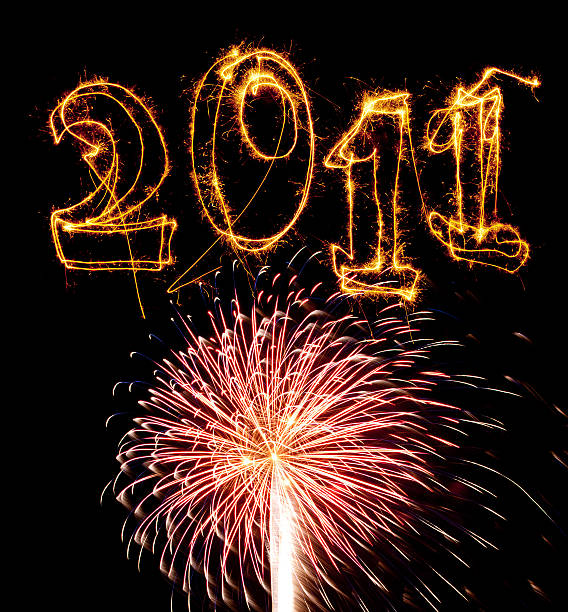 istock Pink fireworks meet date 2011 in sparklers 119643522