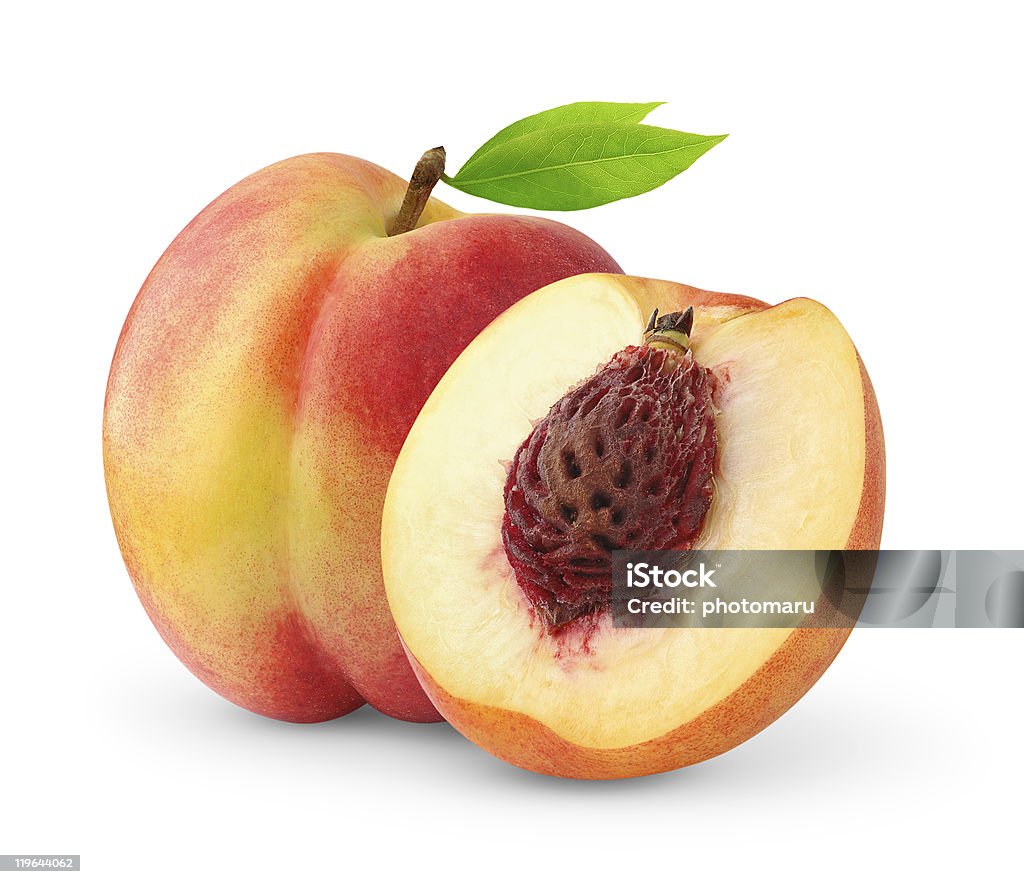 Tranches-ouvert de pêche sur un fond blanc - Photo de Pêche - Fruit libre de droits