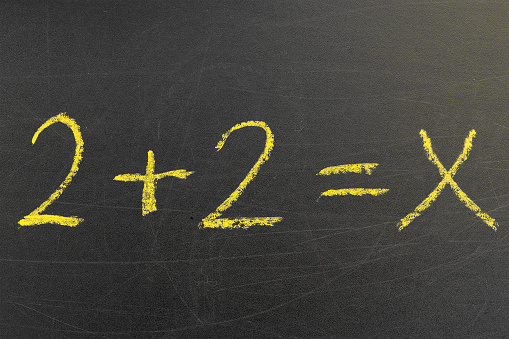 Arithmetic Equation 2 2 Written In A Lesson On A Blackboard For ...