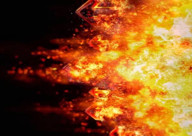 istock Multiple arrows wrapped in flames flying in the dark 1196445430