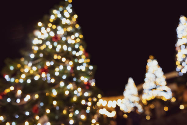 istock Abstract background of bokeh Christmas tree. Xmas decoration lights 1196447876