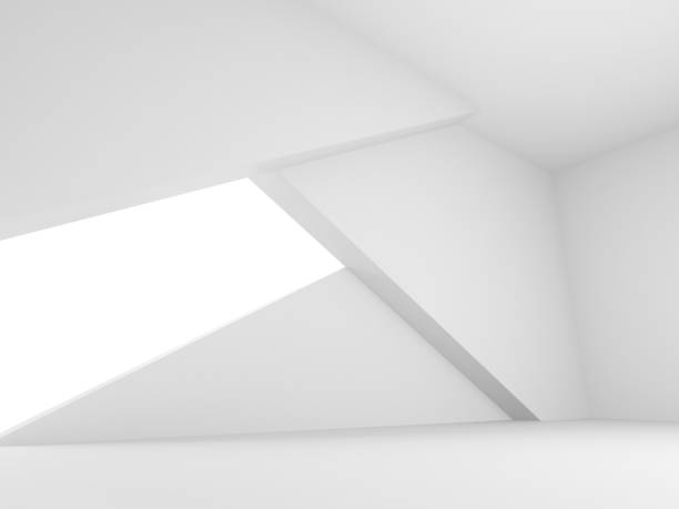 istock Abstract empty white room, interior with geometric installation 3 d 1196447923