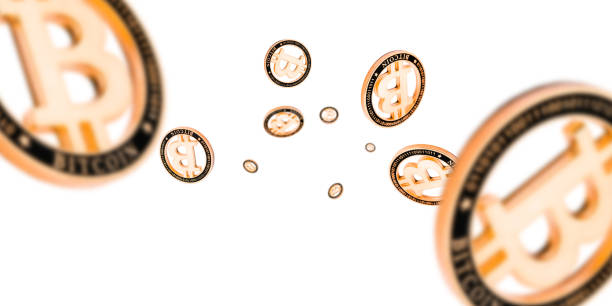 istock Money falling. Gold Bitcoins on white. Litecoin, Ethereum Cryptocurrency background. 1196449021