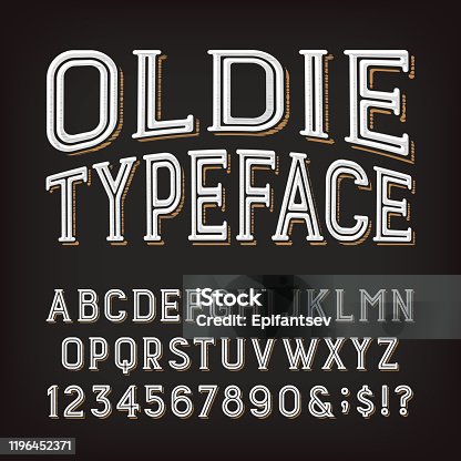 istock Oldie alphabet font. Scratched vintage letters, numbers and symbols. 1196452371
