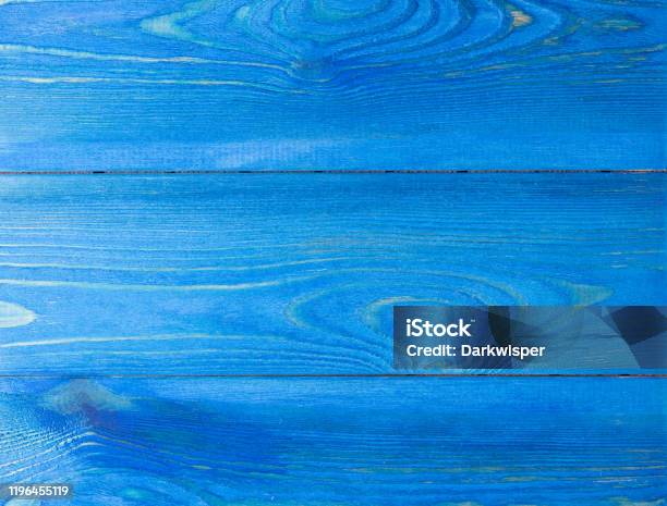 Wooden Board Painted By Blue Paint The Texture Of The Wood Where You Want To Copy Template Subtext Stock Photo - Download Image Now