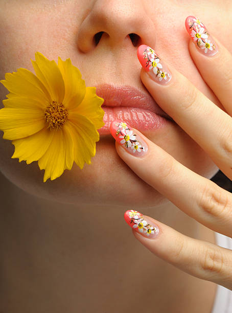 istock Female face close and nail art 119645855
