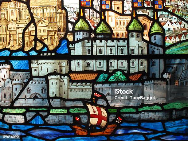 Stained Glass Window Tudor Galleon Tower Of London Stock Photo - Download Image Now