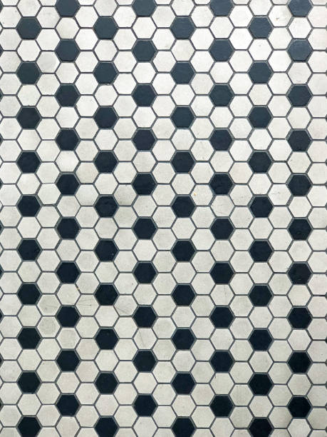 Black and white hexagon tiles flooring