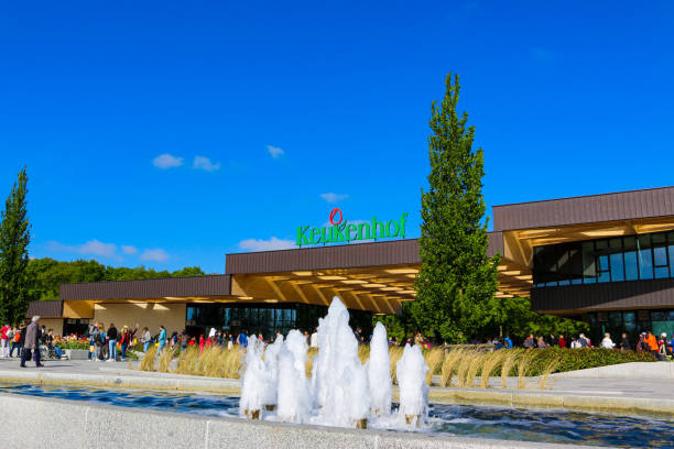 Keukenhof is the world's largest flower park, located in Lisse, Netherlands. Beautiful trees and fountains are also refreshing and comfortable outside the park. /Stationsweg, Lisse, Netherlands/ 05-09-2019