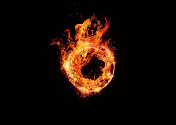 Ring of fire floating in the dark Ring of fire floating in the dark flame sparks stock pictures, royalty-free photos & images