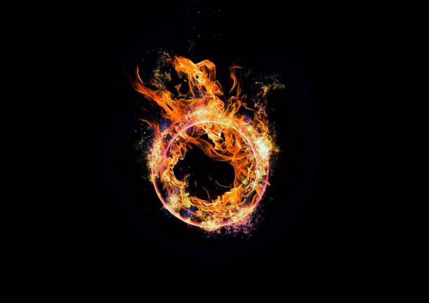 istock Ring of fire floating in the dark 1196477064