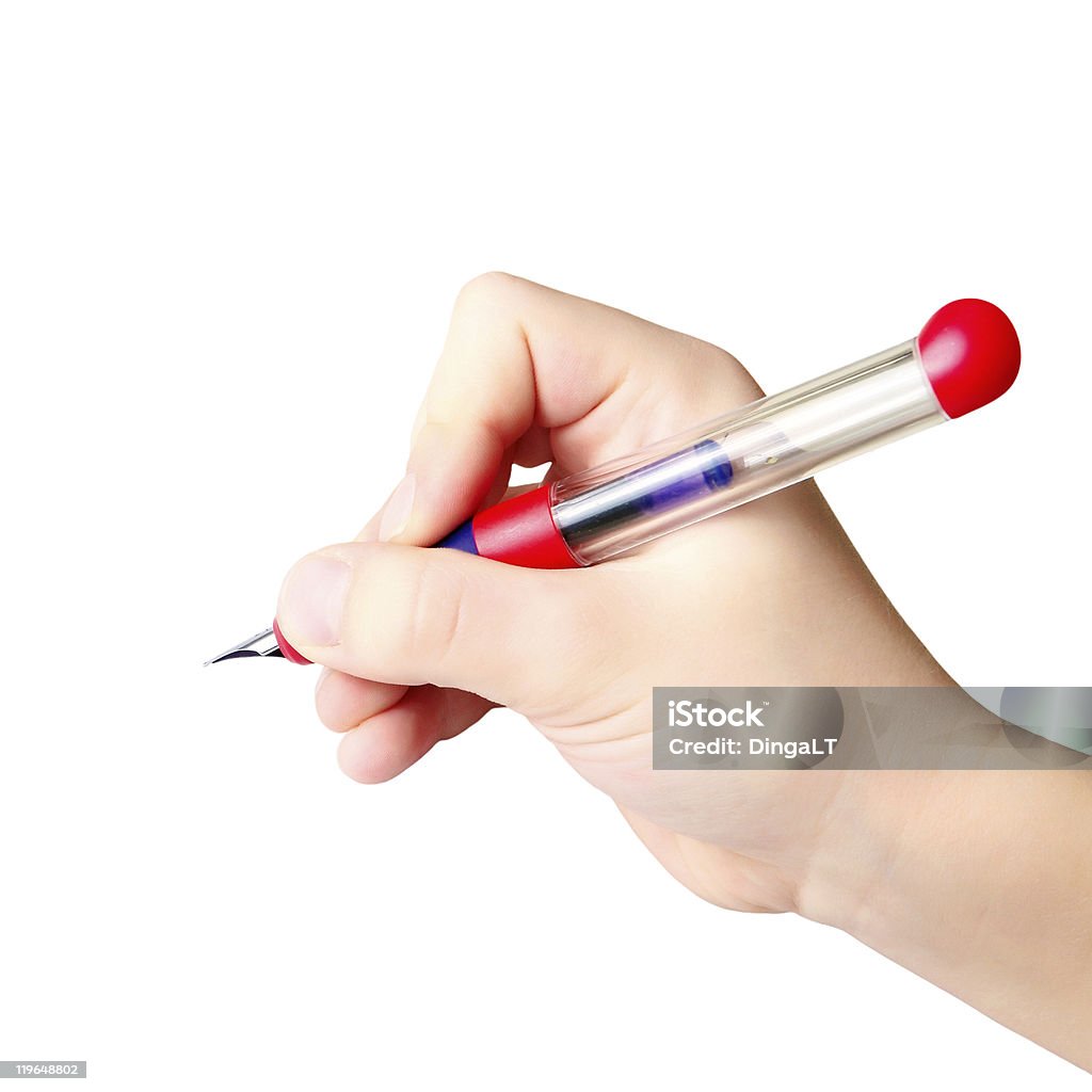 Mão segurando a caneta de tinta - Foto de stock de Aluno royalty-free