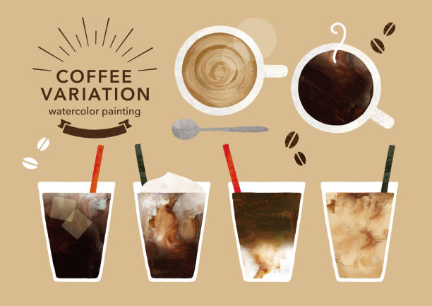 кофе и латте - cafe latté cream espresso stock illustrations