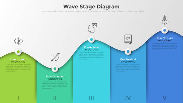 illustrations, cliparts, dessins animés et icônes de modèle infographique moderne - five in a row