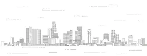 Vector illustration of Los Angeles cityscape line art style vector illustration. Detailed skyline poster